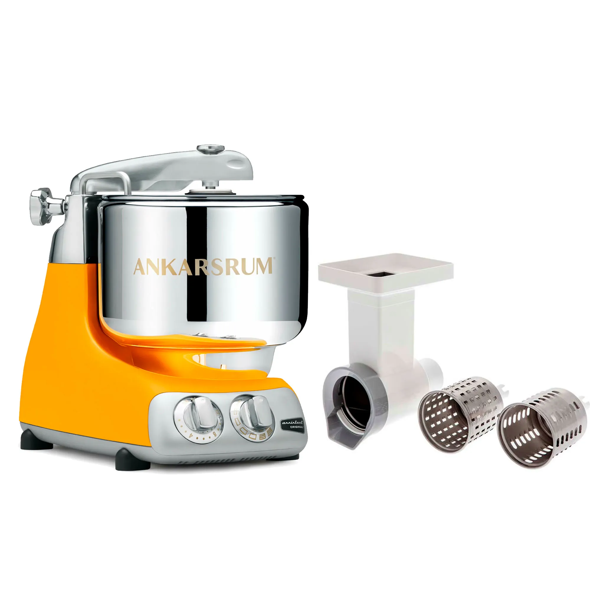 Ankarsrum Assistent Original AKM6230 Sunbeam Yellow + Grøntsagssnitter, Røremaskiner hos HomeNordic