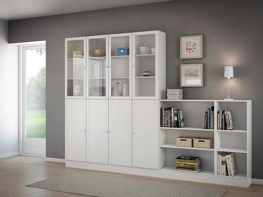 Alfa hvid bogreol opstilling 280 cm bred, Bogreoler hos HomeNordic