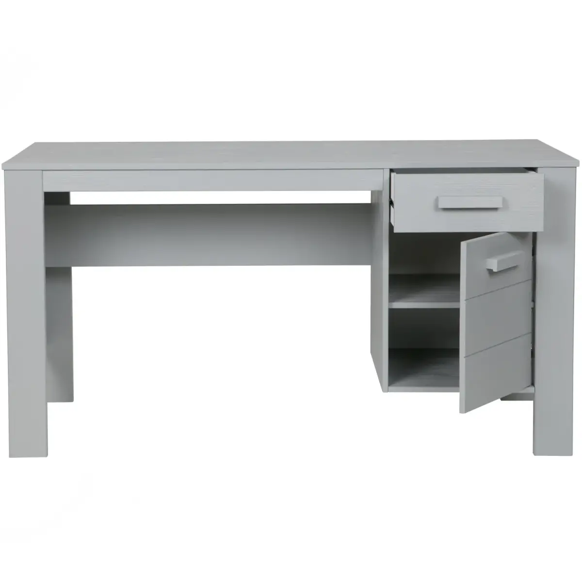 WOOOD - Dennis Skrivebord Fyrretræ Betongrå FSC 74x141x59 cm, produktbillede 11 af 12, Skriveborde hos HomeNordic