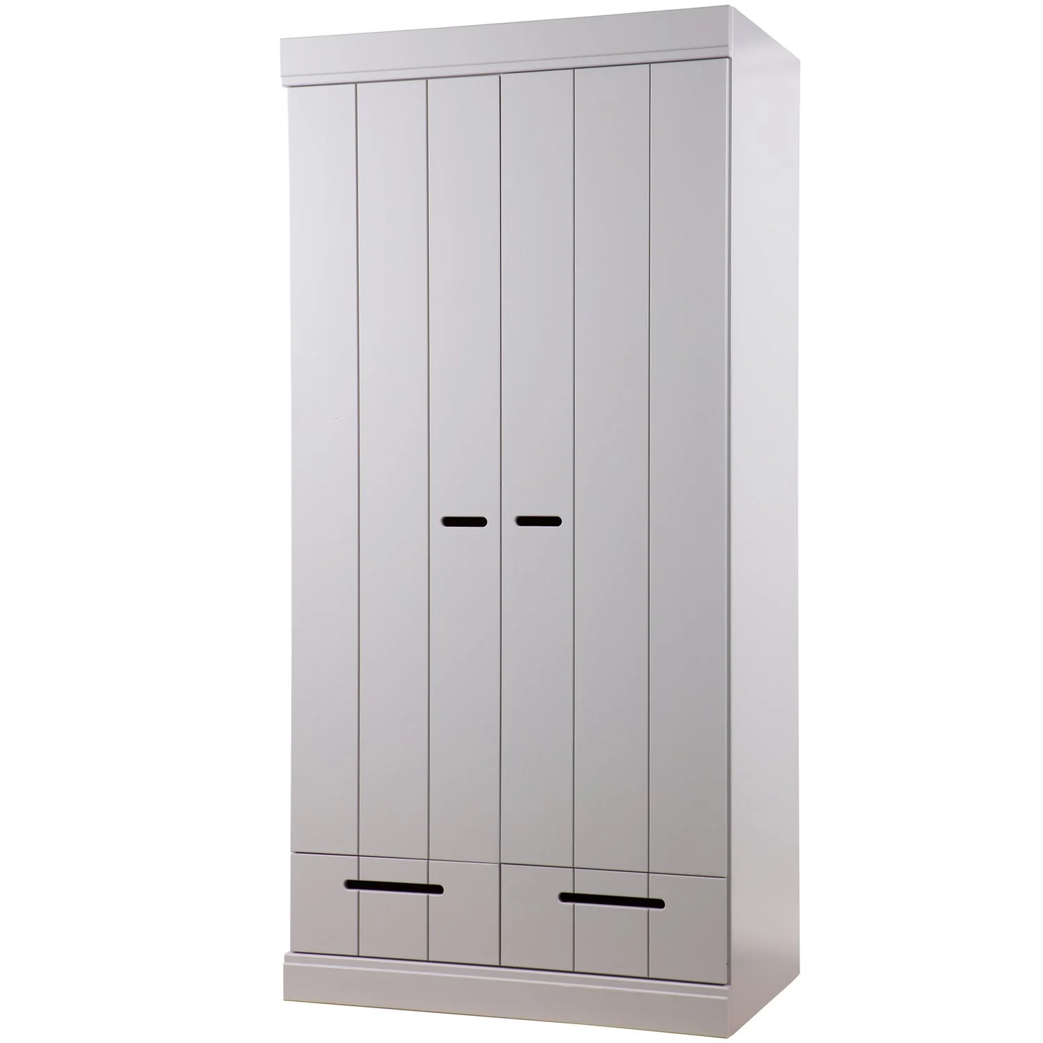 WOOOD - Connect 2-Dørs Skab Skuffer Skydedøre Betongrå FSC 195x94x53 cm, produktbillede 4 af 5, Garderobeskabe hos HomeNordic