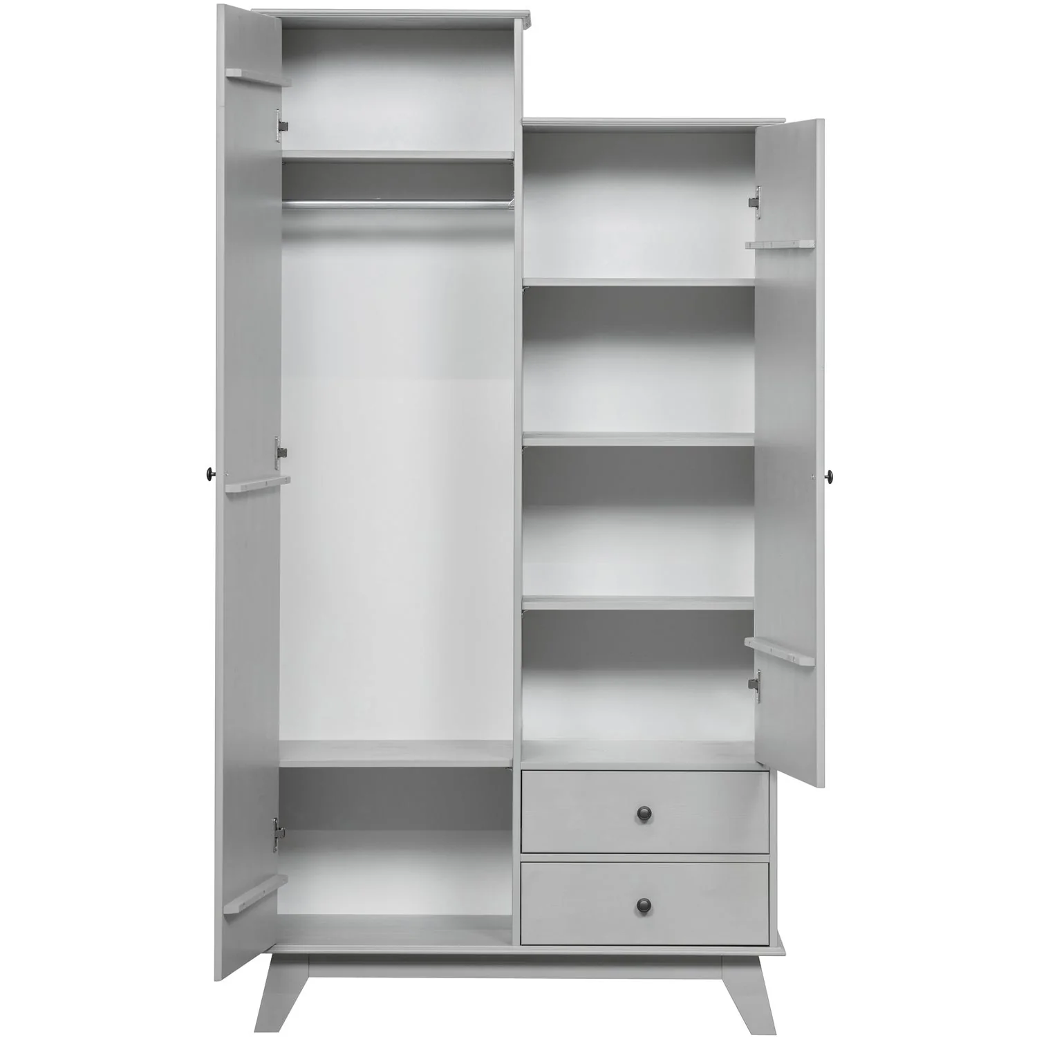 WOOOD - Lily Garderobeskab Fyrretræ Clay Grey FSC 190x98x41 cm, produktbillede 5 af 9, Garderobeskabe hos HomeNordic