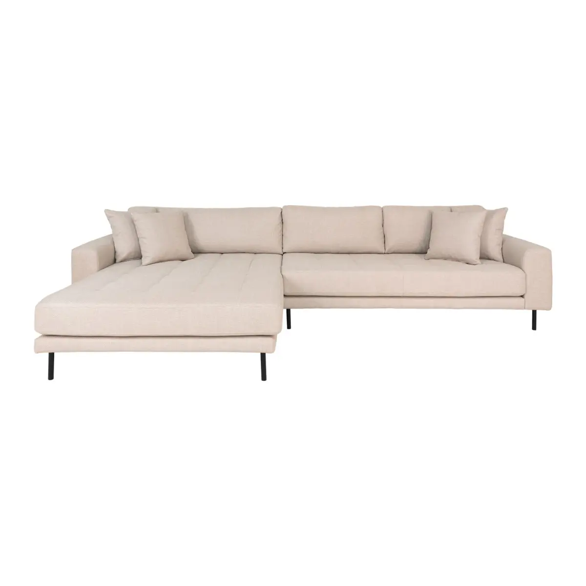 Lido Loungesofa - Loungesofa, Venstrevendt I Beige Med Fire Puder Og Sorte Stål Ben, Hn1025