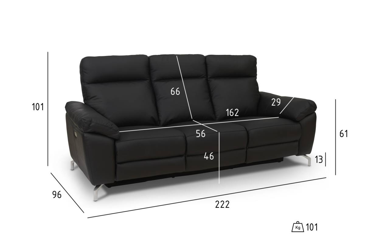 Selma 3 personers sofa med elevations sæder til nakke, ryg og ben i, produktbillede 7 af 7, Sofaer hos HomeNordic