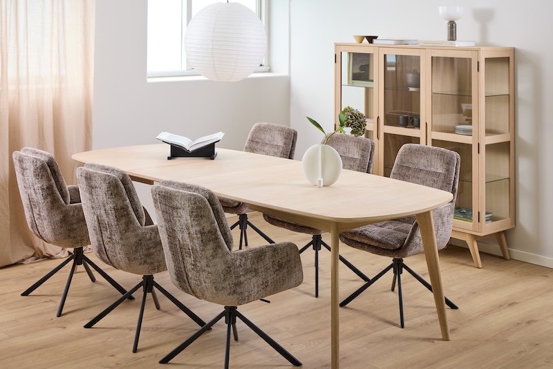 Spisebordsstol med armlæn, vippe funktion og drejefunktion, støvet brun, produktbillede 11 af 11, Spisebordsstole hos HomeNordic