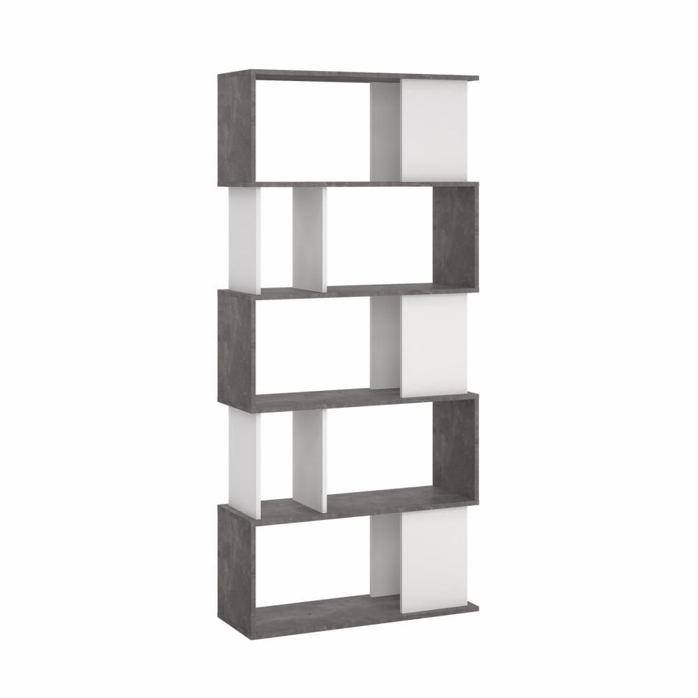 Puzzle bogreol 80 x 174 cm i beton/hvid, Bogreoler hos HomeNordic