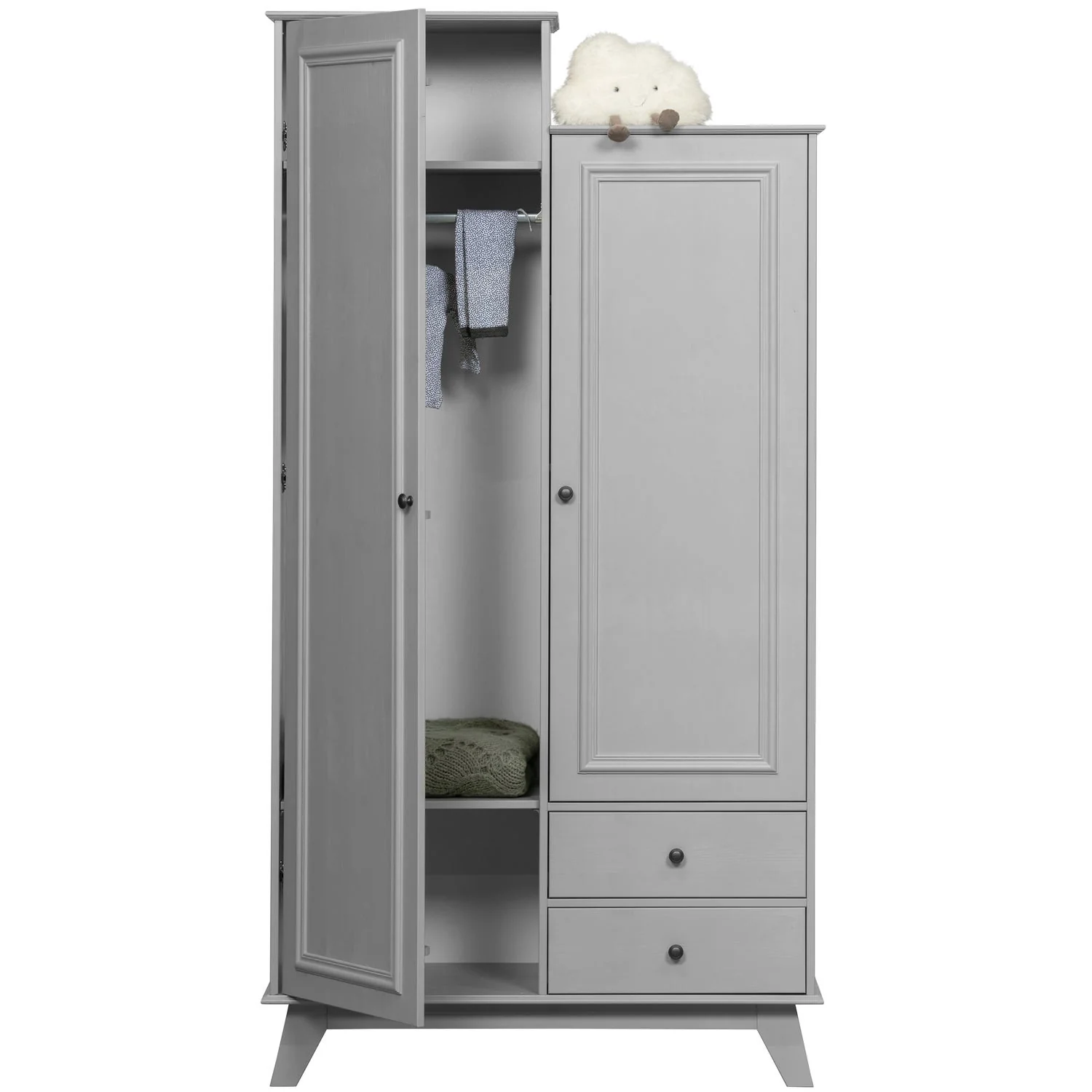 WOOOD - Lily Garderobeskab Fyrretræ Clay Grey FSC 190x98x41 cm, produktbillede 6 af 9, Garderobeskabe hos HomeNordic