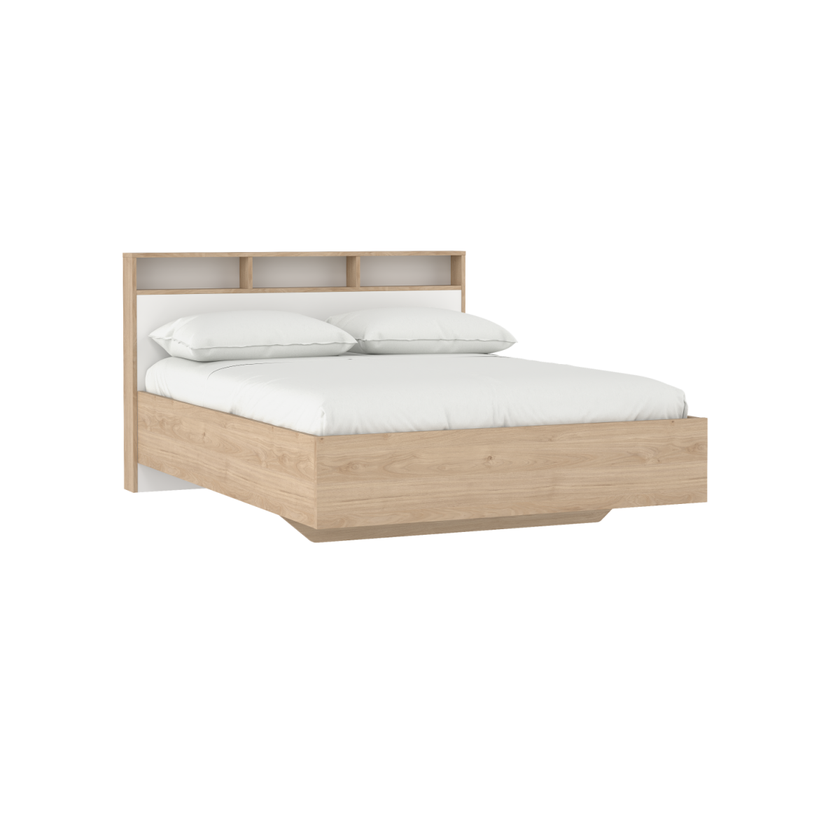 Estate dobbeltseng 140 x 190 cm i hvid egelook m hovedgærde, Soveværelse hos HomeNordic