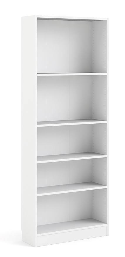 Alfa hvid bred og høj bogreol med 4 hylder 79 x 203 cm, Bogreoler hos HomeNordic