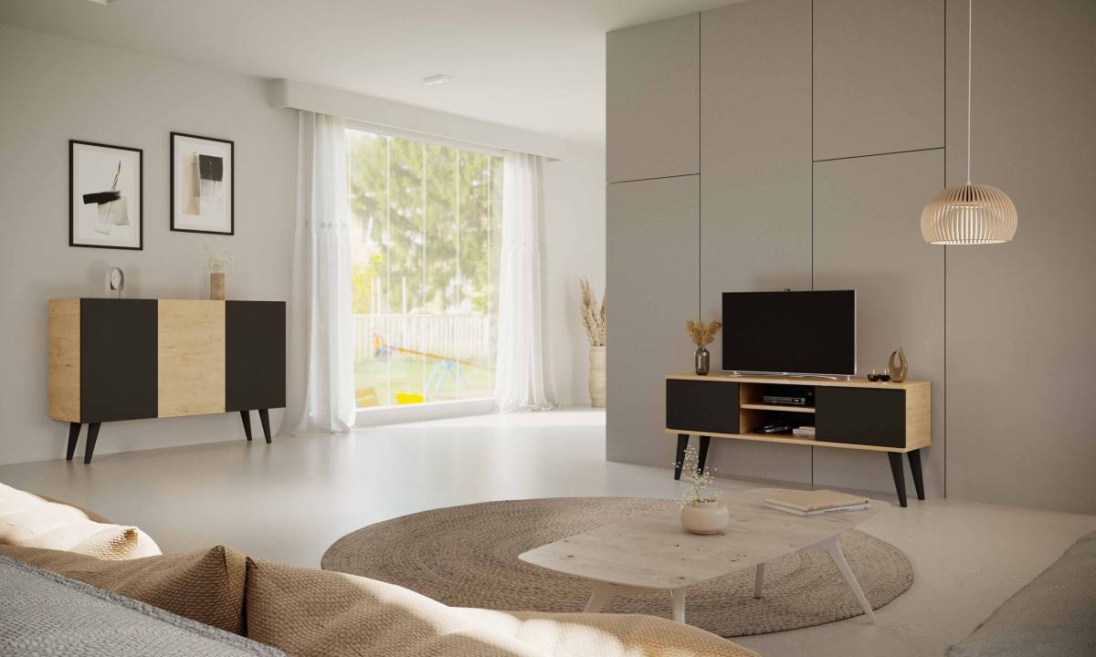 KOCOT RTV Toronto TV-bord, m. 2 låger og 1 hylde, produktbillede 7 af 7, TV-borde hos HomeNordic