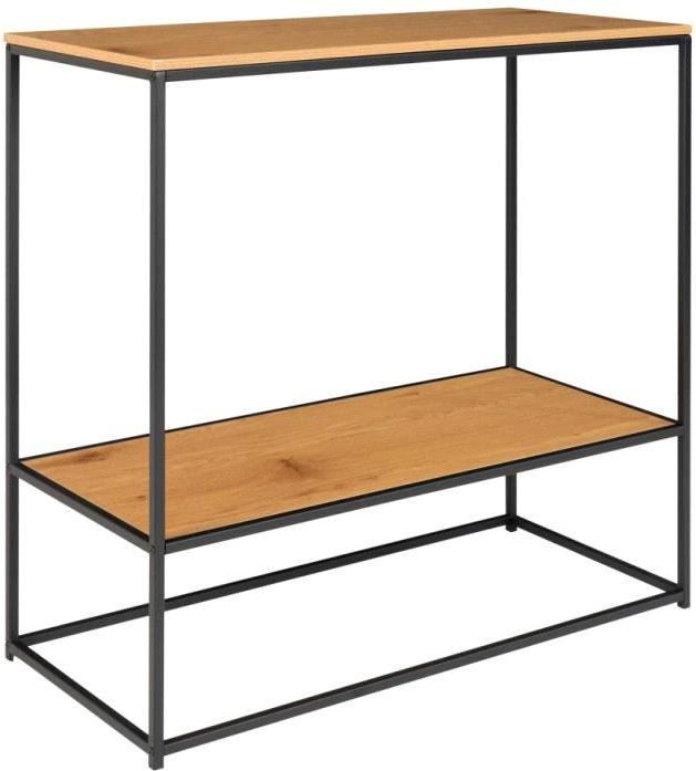 Valencia 80 cm reol med sort metalstel og med 2 hylder i ege look., Reoler hos HomeNordic
