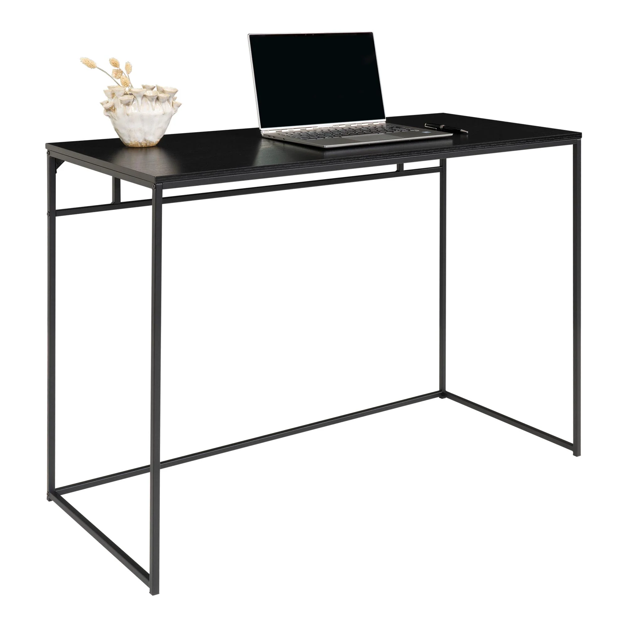 Vita - Skrivebord med sort ramme og sort bordplade 100x45x75 cm, Skriveborde hos HomeNordic