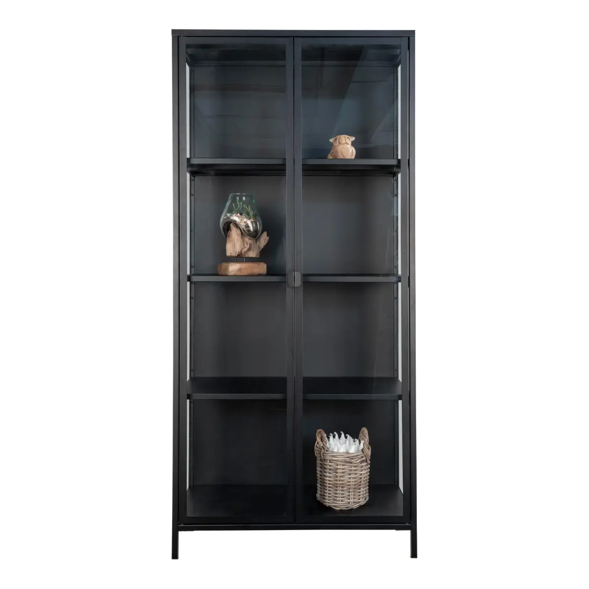 Brisbane Vitrineskab - Vitrineskab, 2 Glaslåger, Stål, Sort 80X35X175 Cm – billede 6