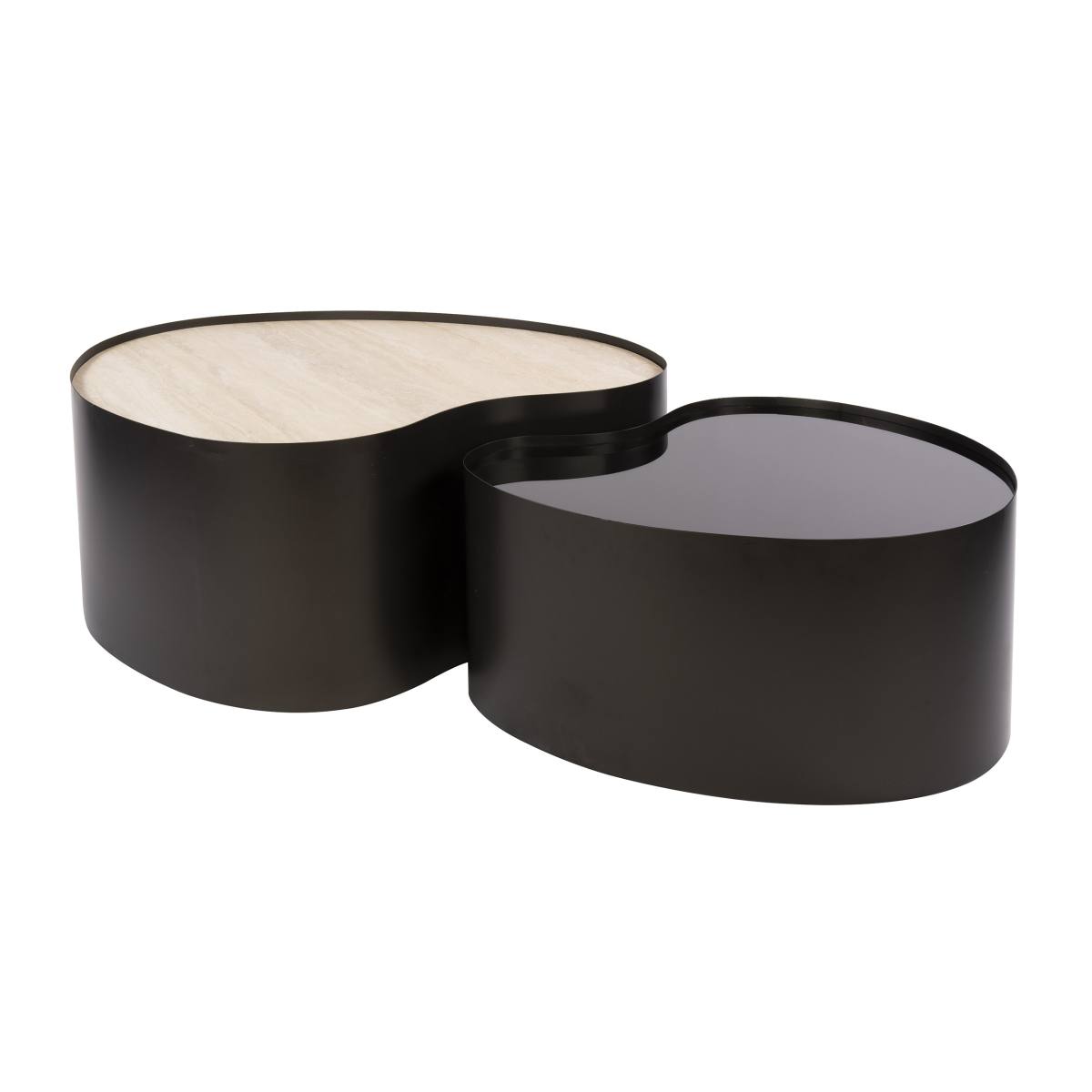 Mixy-X - Sofabordssæt i metal, travertin og glas, produktbillede 2 af 5, Moderne designs hos HomeNordic
