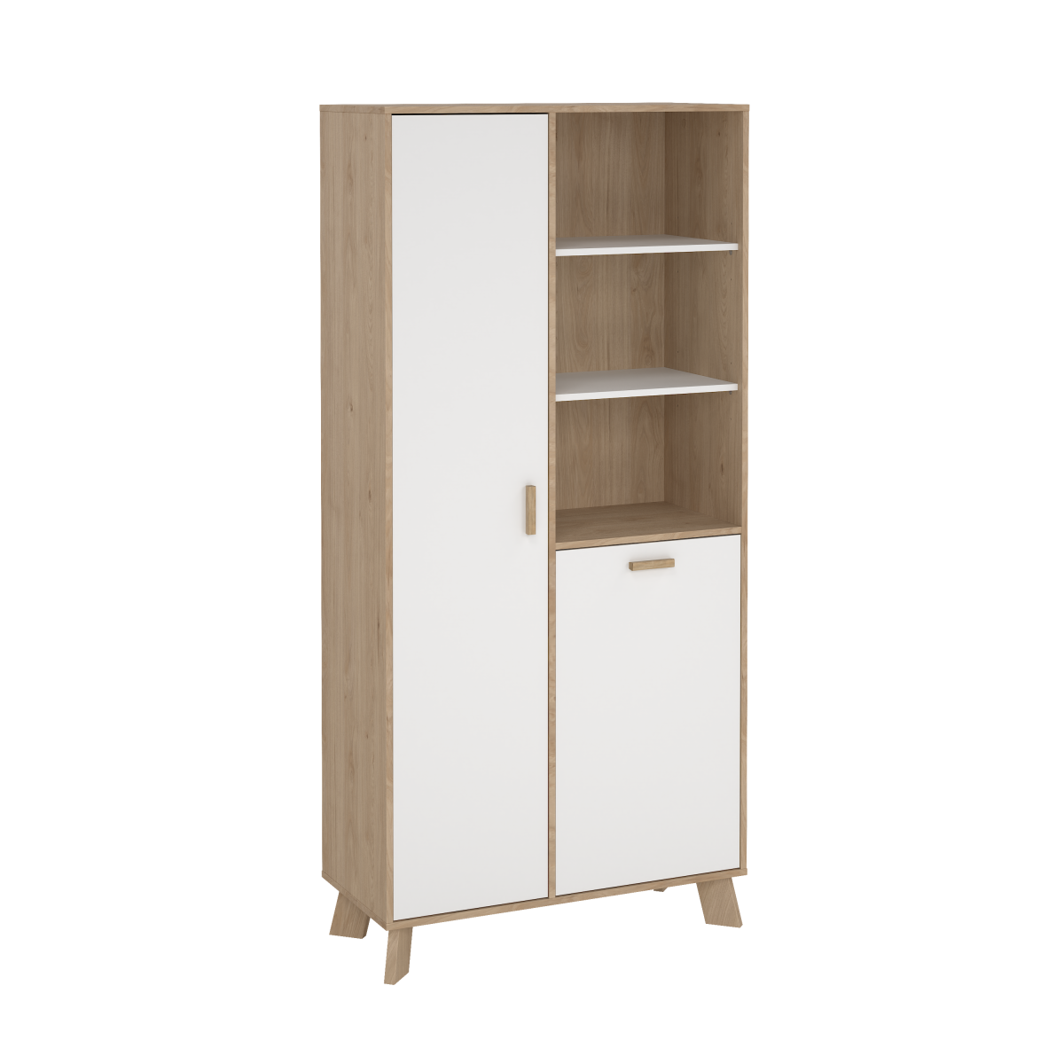 Estate vitrineskab i hvid egelook 188 x 89 cm med justerbare hylder, Vitrineskabe hos HomeNordic