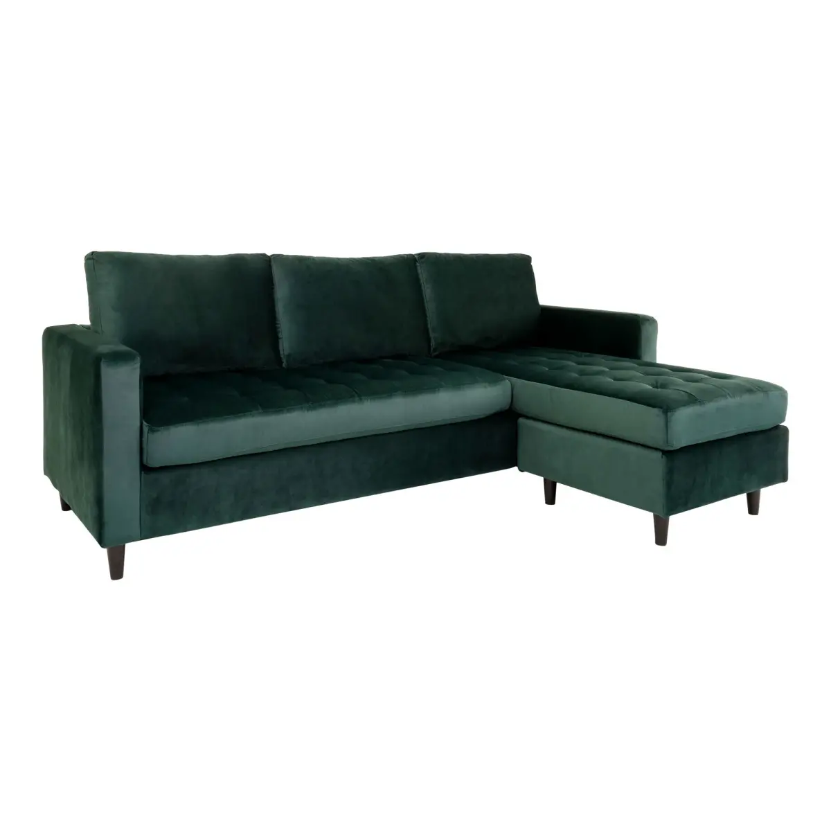 Firenze Sofa - Sofa I Velour, Mørkegrøn Med Sorte Træben, Hn1006 – billede 3