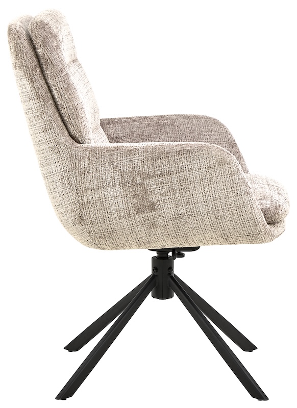 Spisebordsstol med armlæn, vippe funktion og drejefunktion, beige, produktbillede 6 af 11, Spisebordsstole hos HomeNordic