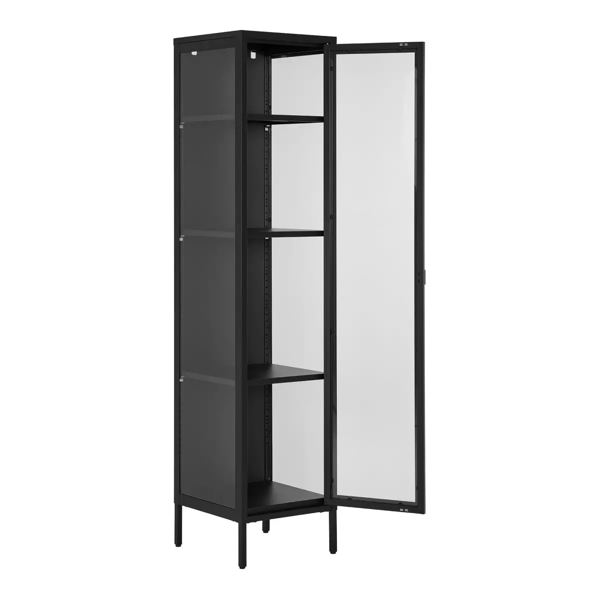Brisbane Smalt Vitrineskab - Smalt Vitrineskab, 1 Glaslåge, Stål, Sort 40X35X180 Cm – billede 5