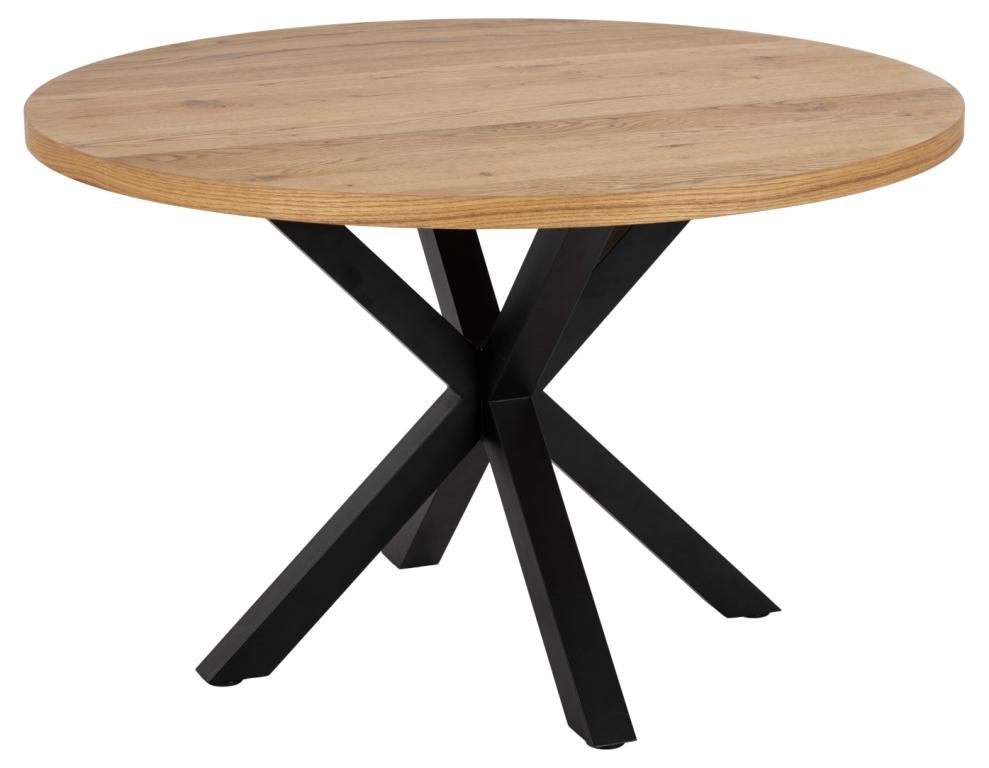 Sorgenfri rundt spisebord 120 cm egefiner vild eg og med sort metalstel., Spiseborde hos HomeNordic