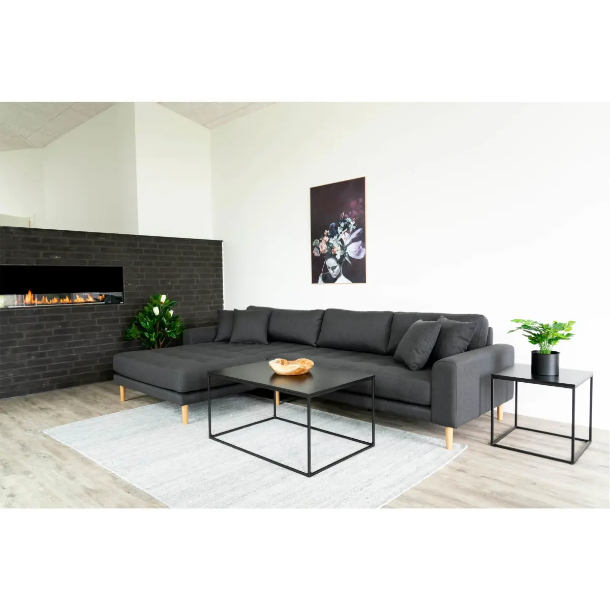 Lido Loungesofa - Loungesofa, Venstrevendt  I Mørkegrå Med Fire Puder Og Natur Træben, Hn1002 -  Erstates Af 1301603 – billede 6