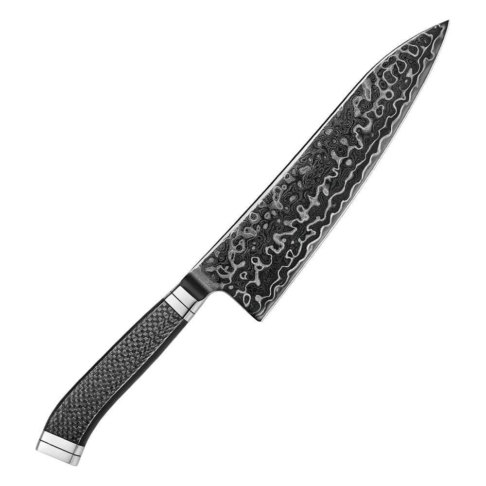 Mizuchi | Gyuto 210 mm | Japansk kokkekniv | M390 & Sort Damaskus145, Kokkeknive hos HomeNordic