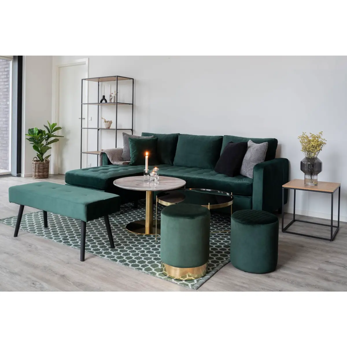 Firenze Sofa - Sofa I Velour, Mørkegrøn Med Sorte Træben, Hn1006 – billede 8