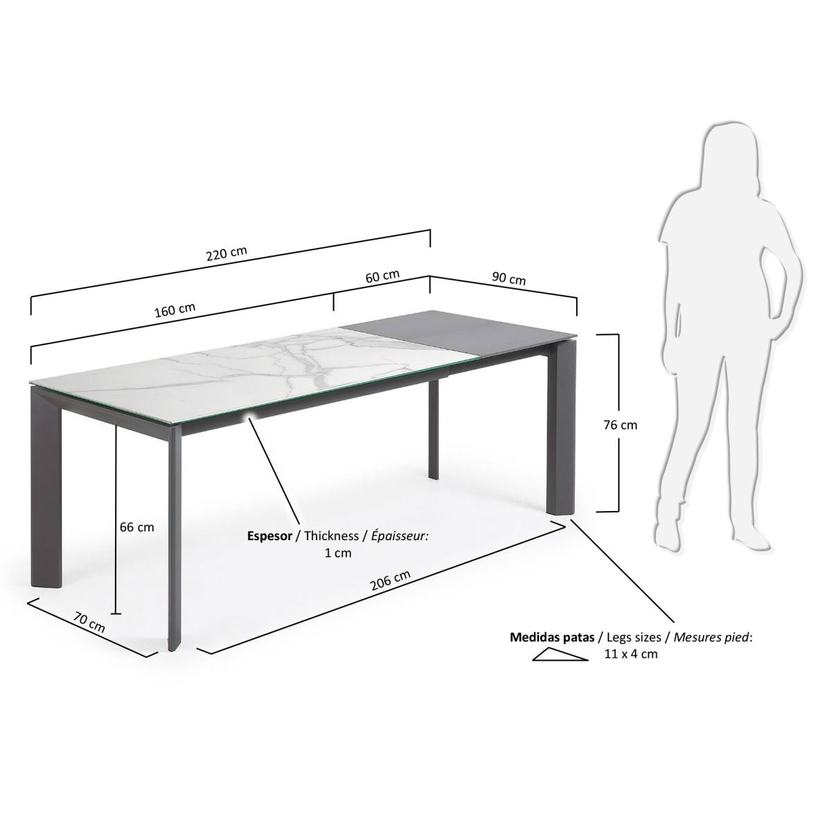 KAVE HOME Axis spisebord, m. butterflybordplade, produktbillede 2 af 4, Spiseborde hos HomeNordic