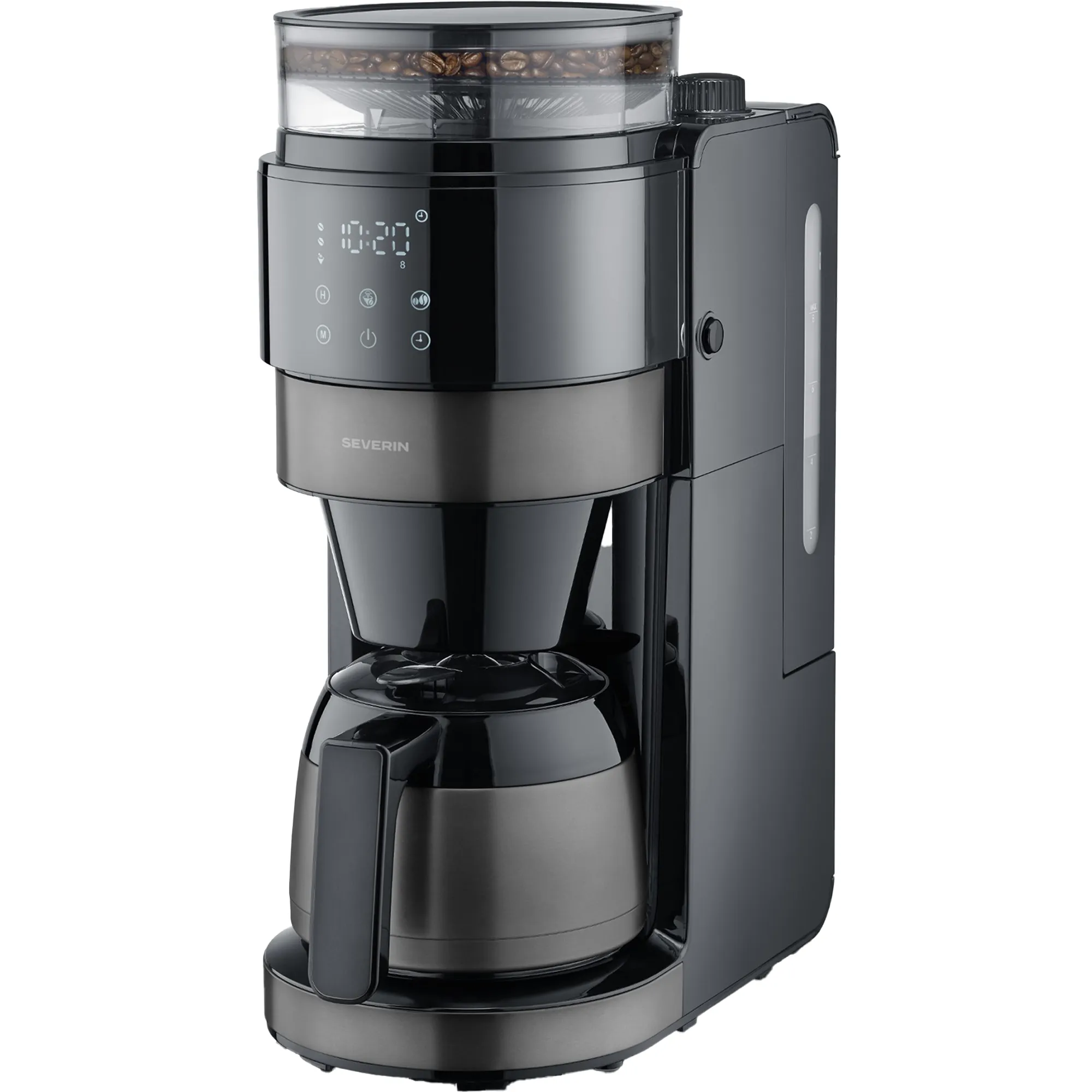 Kaffemaskine med kværn & termokande, dark inox, Kaffemaskiner hos HomeNordic