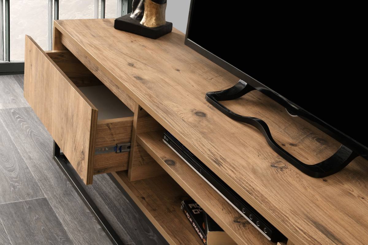 NORDVÄRK Belinda TV-bord, m. 1 hylde og 2 skuffer, produktbillede 4 af 6, TV-borde hos HomeNordic