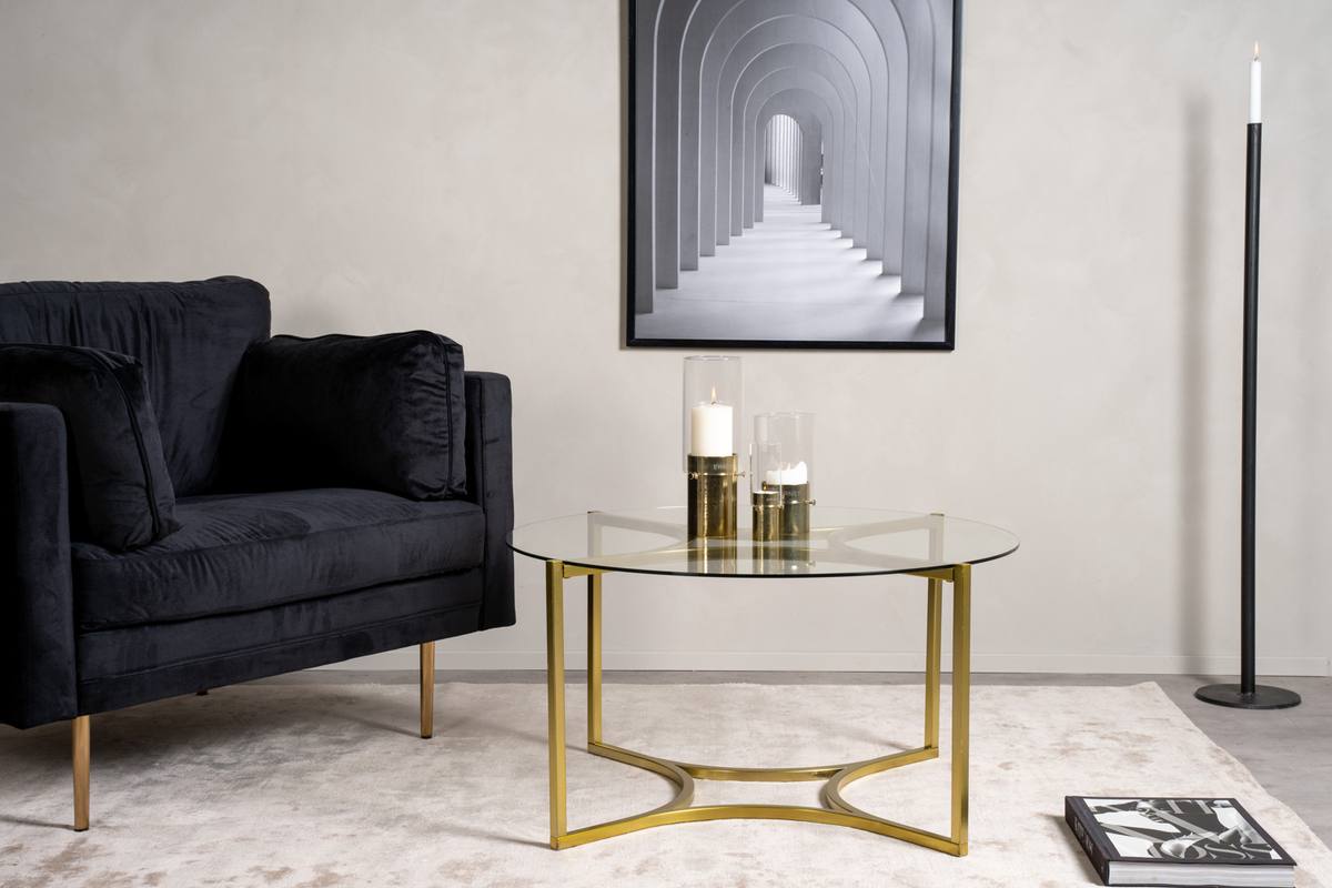 Kyros - Sofabord i guldfarvet metal og glas, produktbillede 4 af 7, Moderne designs hos HomeNordic
