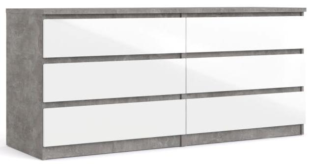 Nibe 150 cm bred kommode i beton look og med 2 x 3 skuffer., Kommoder hos HomeNordic