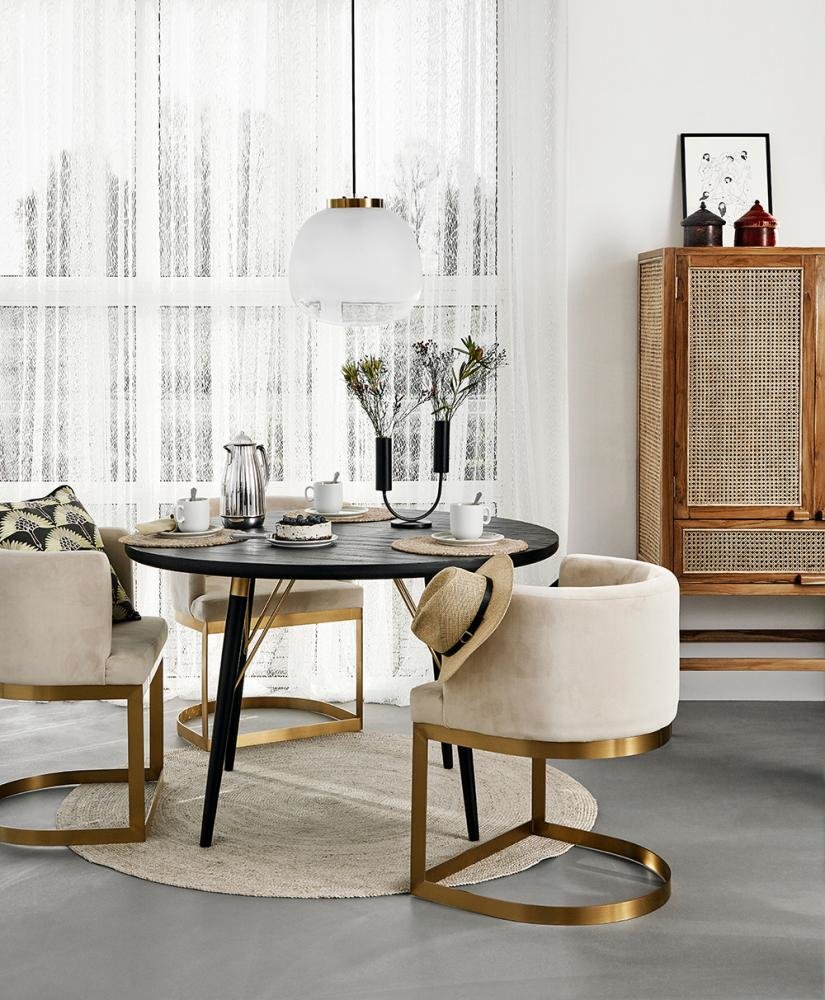 NORDAL LUVUA SPISEBORD SORT/MAT GULD -120, produktbillede 2 af 3, Spiseborde hos HomeNordic