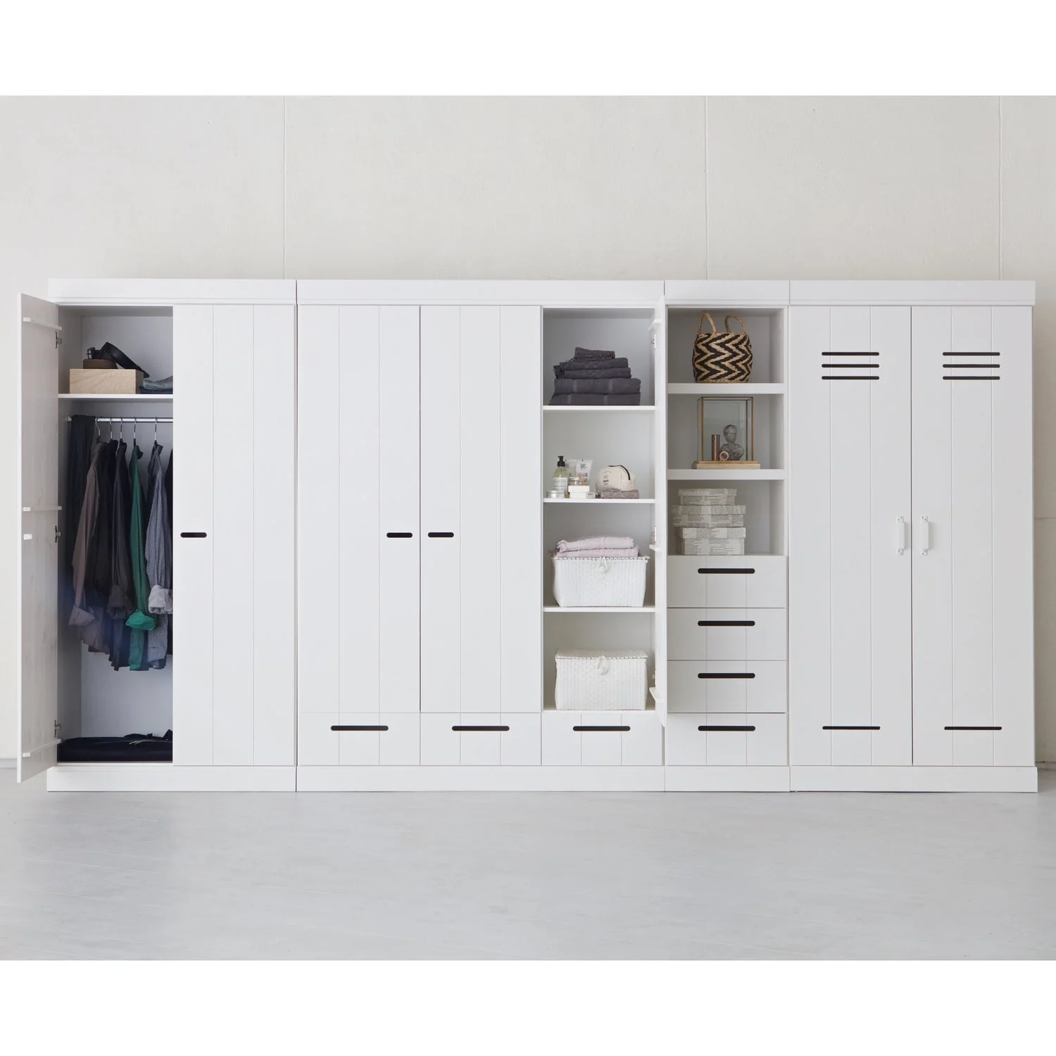 WOOOD - Connect 2-Dørs Skab Skydedøre Hvid FSC 195x94x53 cm, produktbillede 3 af 6, Garderobeskabe hos HomeNordic
