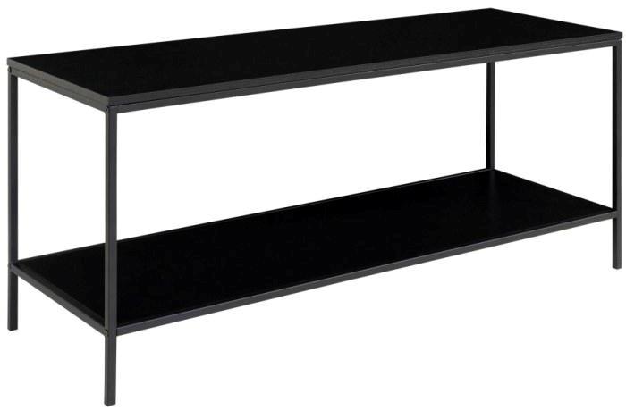 Valencia TV bord 100 x 36 cm i sort metalstel og med sorte hylder., TV-borde hos HomeNordic