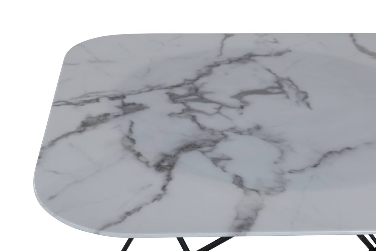 Tubas- Sofabord i hvid marmor glas og sort metal, 80 x 80 cm, produktbillede 10 af 11, Moderne designs hos HomeNordic