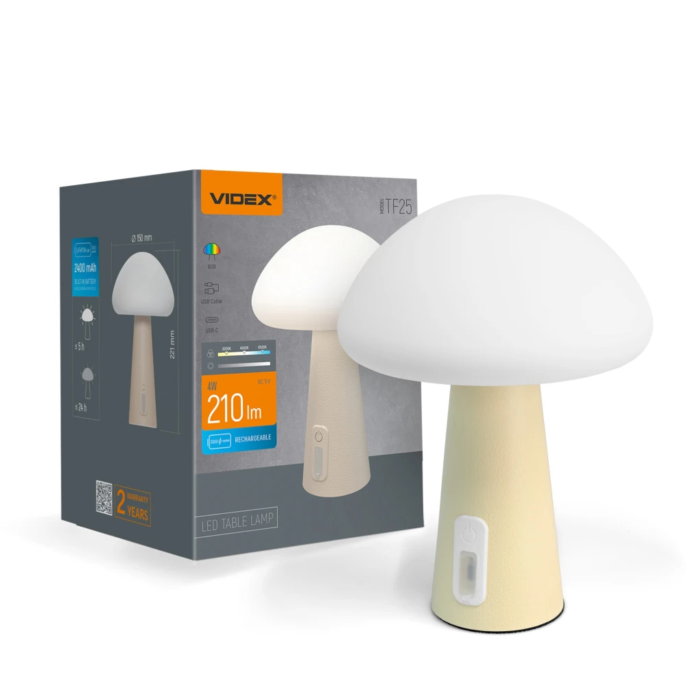 Genopladelig Mushroom LED bordlampe, Bordlamper hos HomeNordic