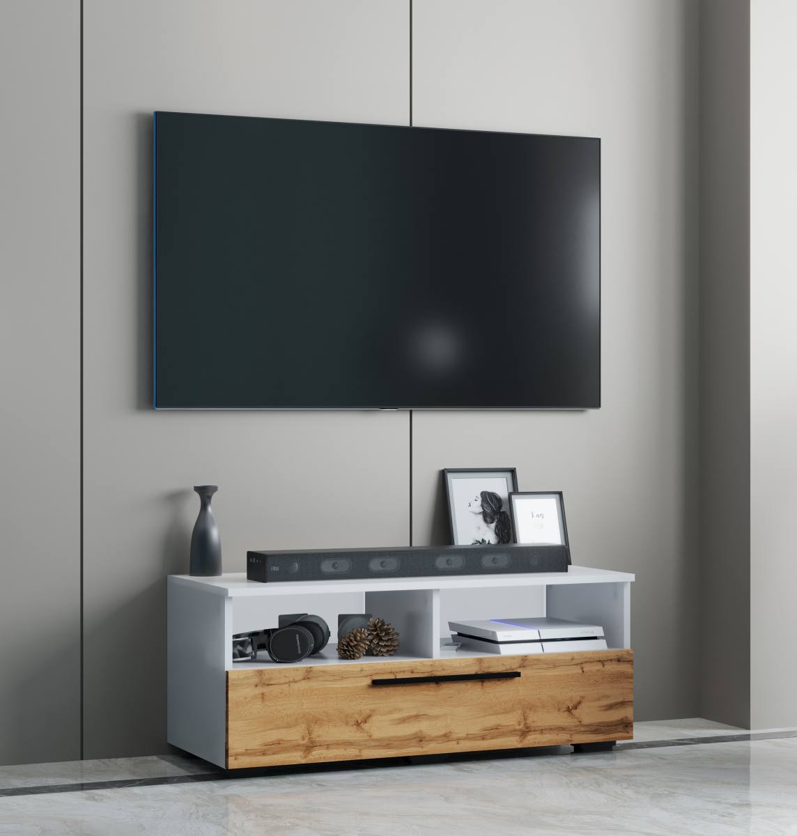 VCM NORDIC Arila L TV-bord, m. 1 låge og 4 rum, produktbillede 4 af 5, TV-borde hos HomeNordic