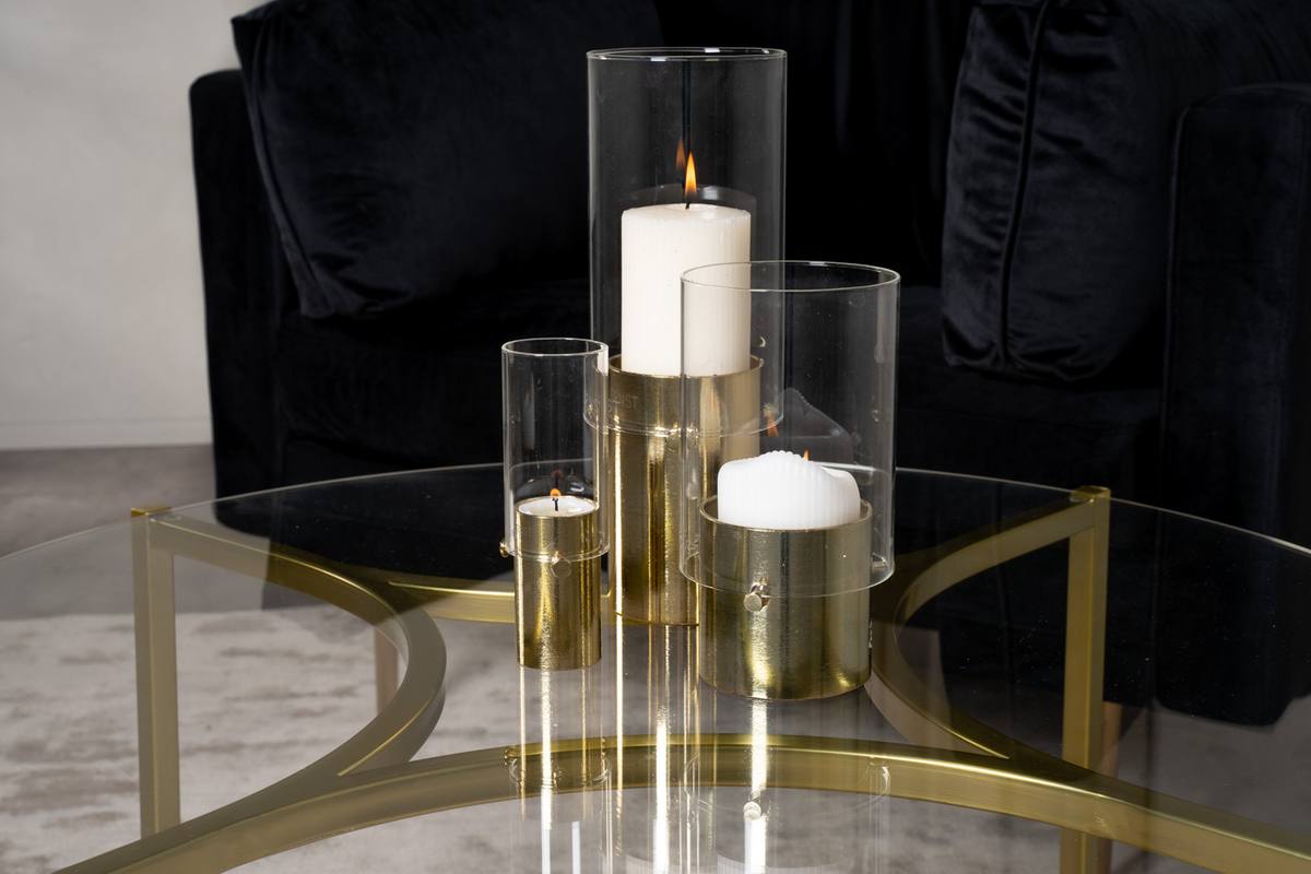 Kyros - Sofabord i guldfarvet metal og glas, produktbillede 5 af 7, Moderne designs hos HomeNordic