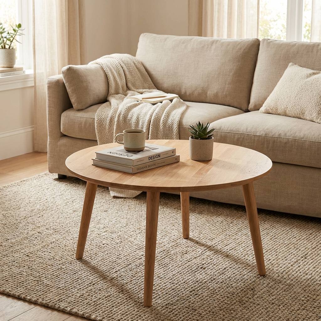 CT 10 - sofabord i massiv eg, ø 90 cm, produktbillede 4 af 10, Nordisk design hos HomeNordic