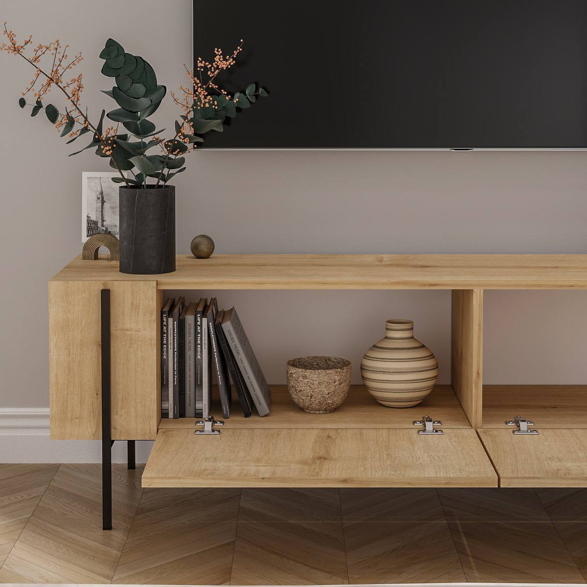 NORDVÄRK Herman TV-bord, m. 2 låger, produktbillede 6 af 8, TV-borde hos HomeNordic