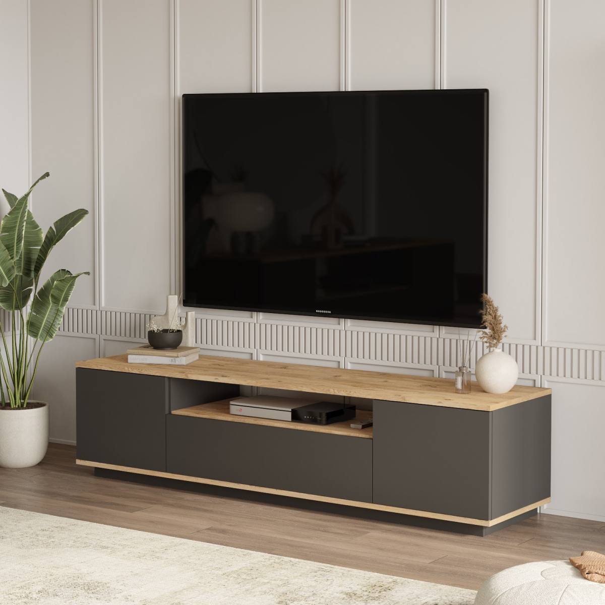 NORDVÄRK FR7 TV-bord, m. 3 låger og 1 hylde, produktbillede 4 af 6, TV-borde hos HomeNordic