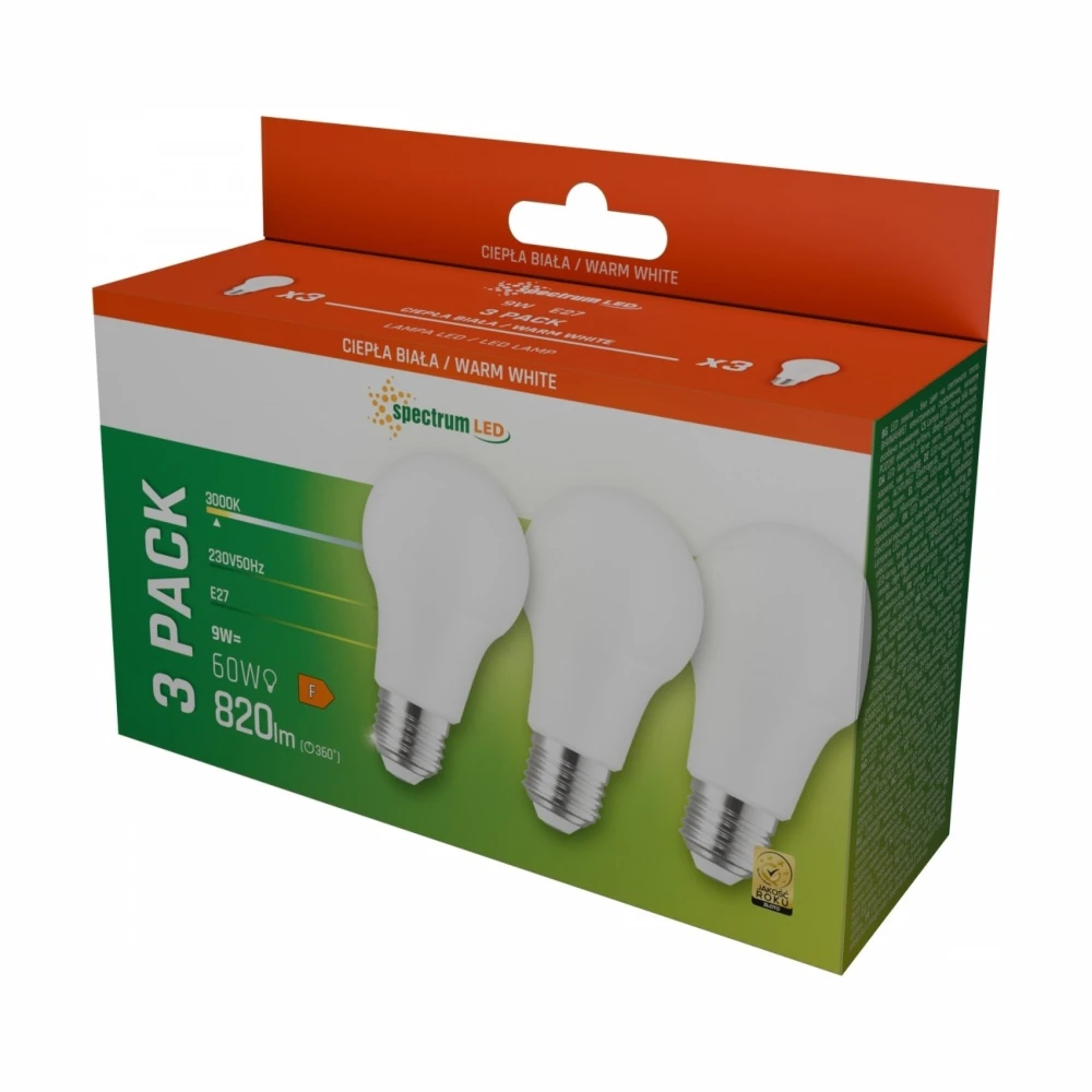 3-pak E27 9W LED pære, Pærer hos HomeNordic