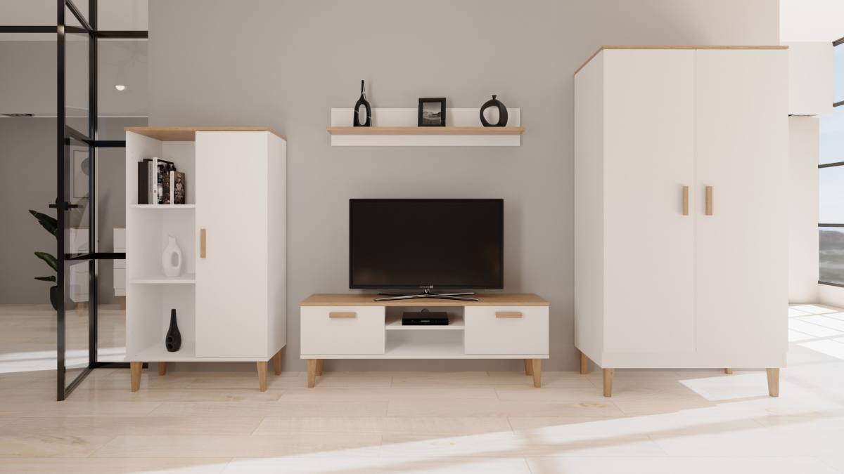KOCOT Denver TV-bord, m. 2 låger og 1 hylde, produktbillede 2 af 4, TV-borde hos HomeNordic