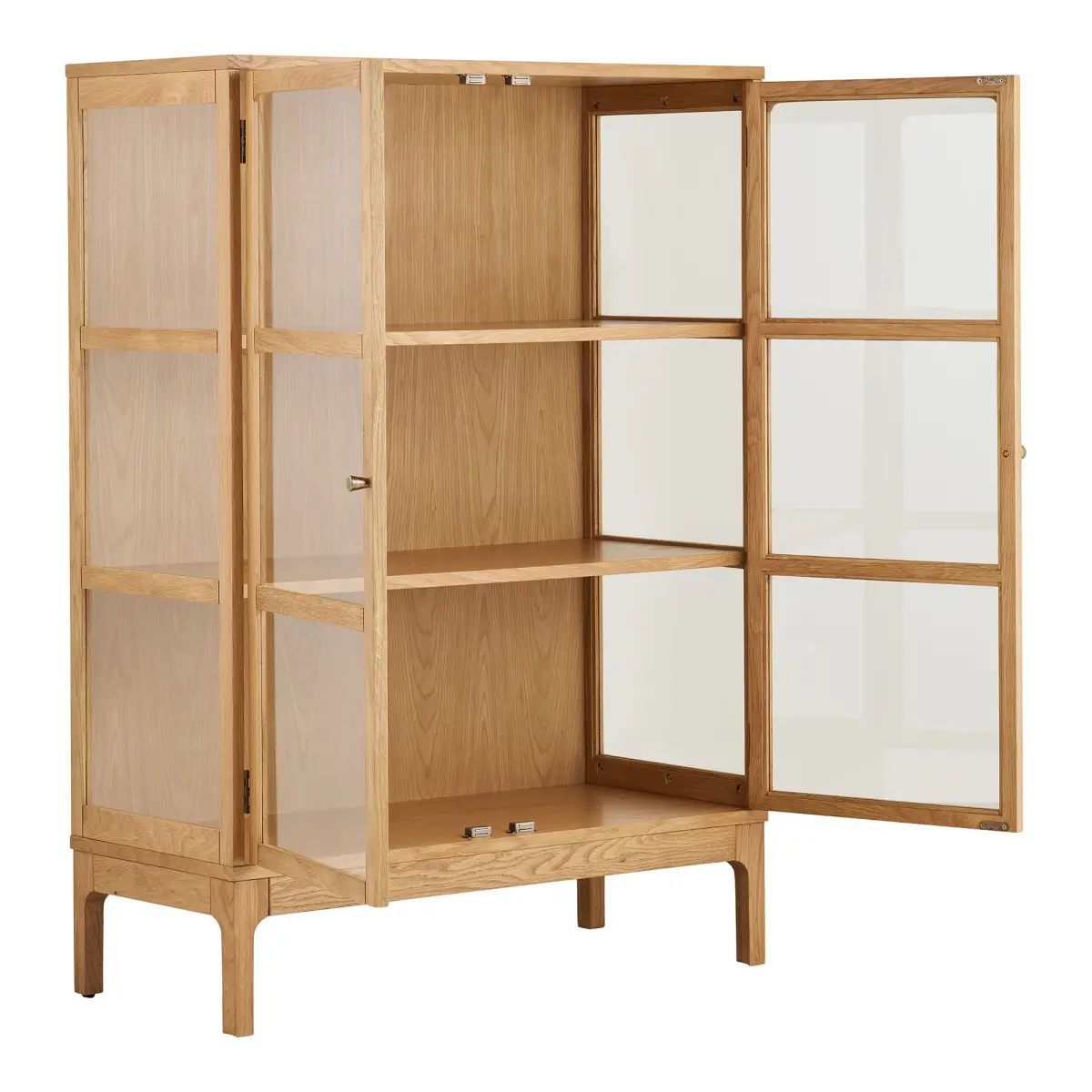 Zamora Vitrineskab - Vitrineskab, 2 Glaslåger, 2 Hylder, Eg/Egefiner/Hærdet Glas, Natur 40X90X126 Cm – billede 4