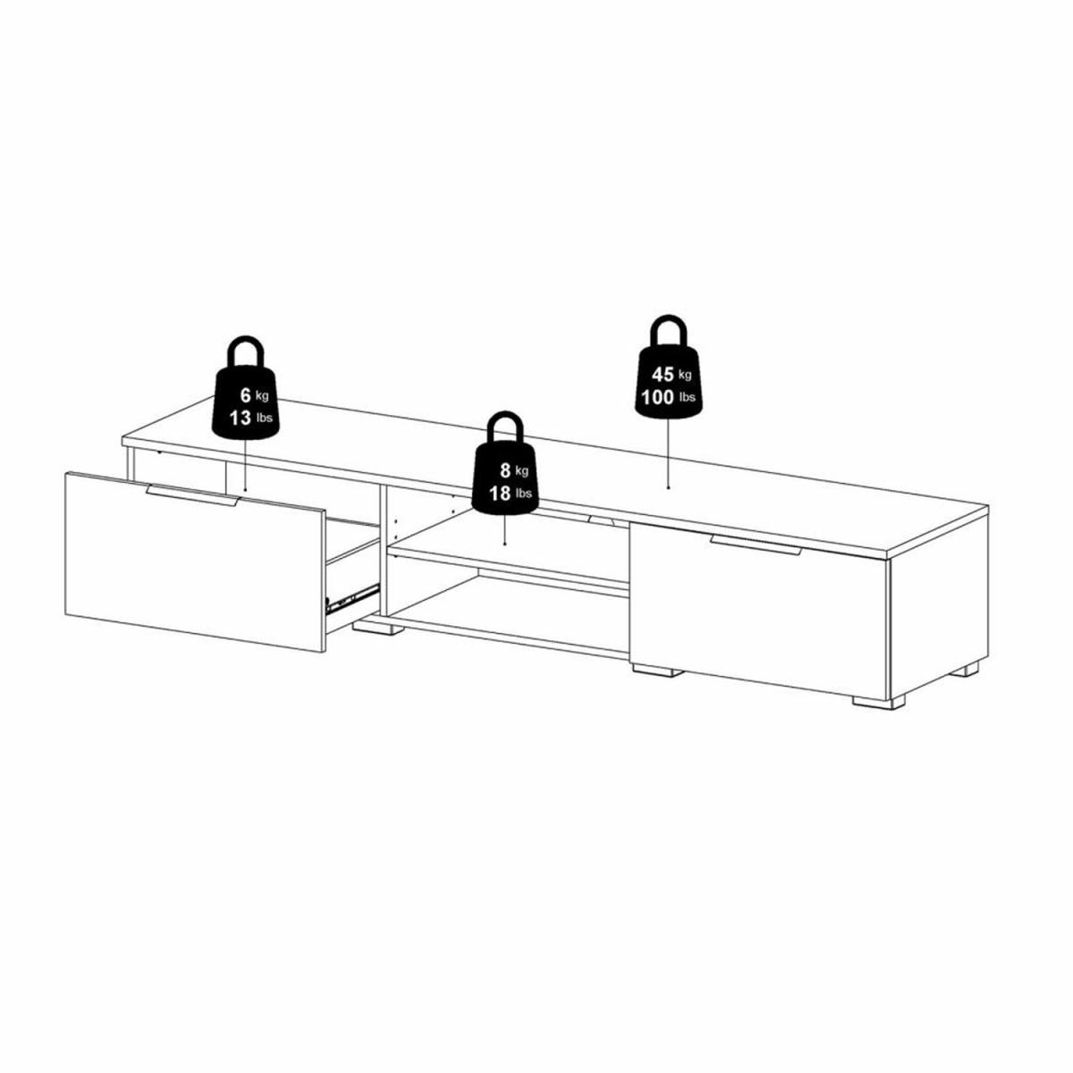 TVILUM Match TV-bord, m. 1 hylde og 2 skuffer, produktbillede 4 af 5, TV-borde hos HomeNordic