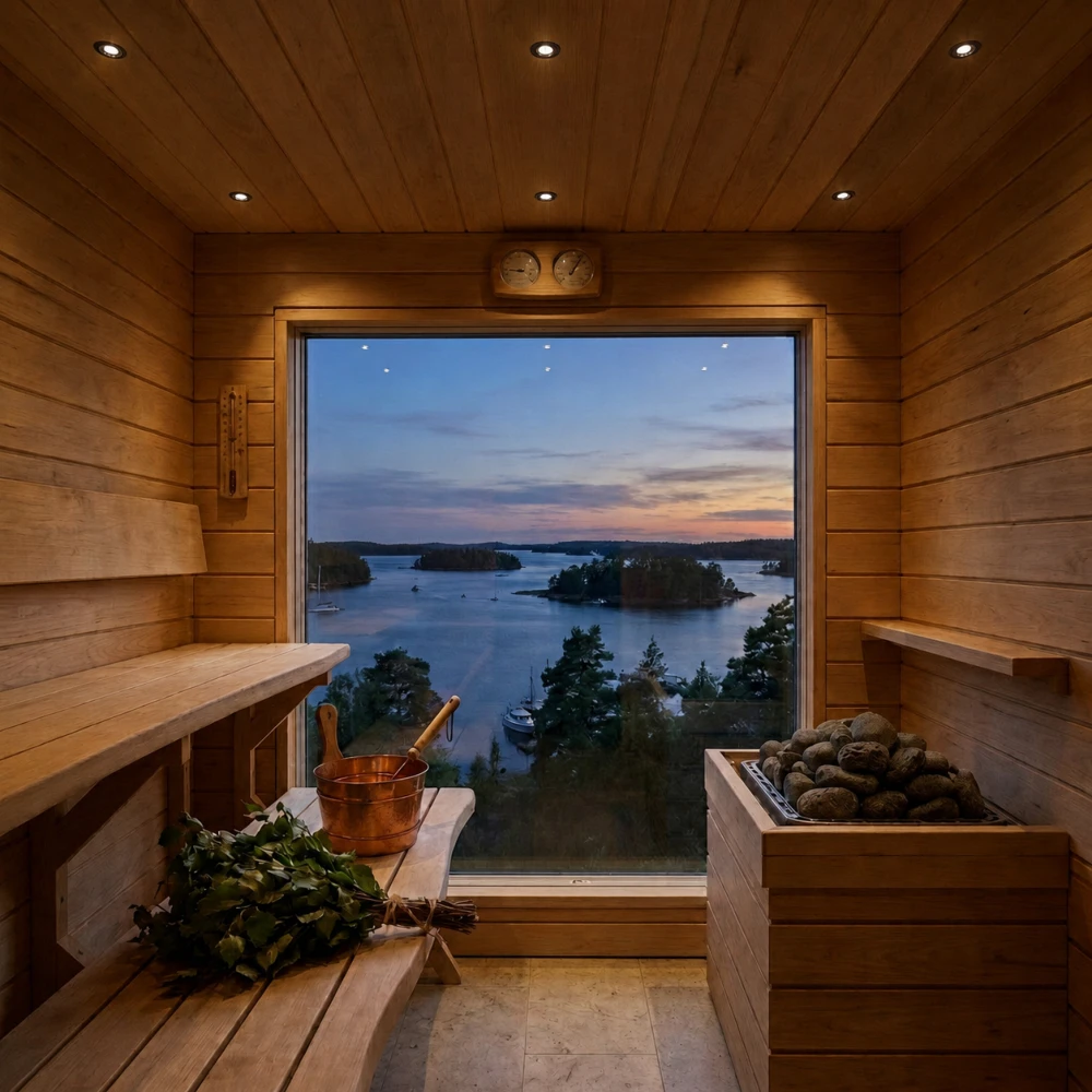 Sauna downlight sort, Saunalys hos HomeNordic