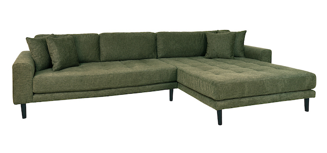 Riviera lounge sofa olivengrøn, højrevendt Længde på 290 cm, Sofaer hos HomeNordic