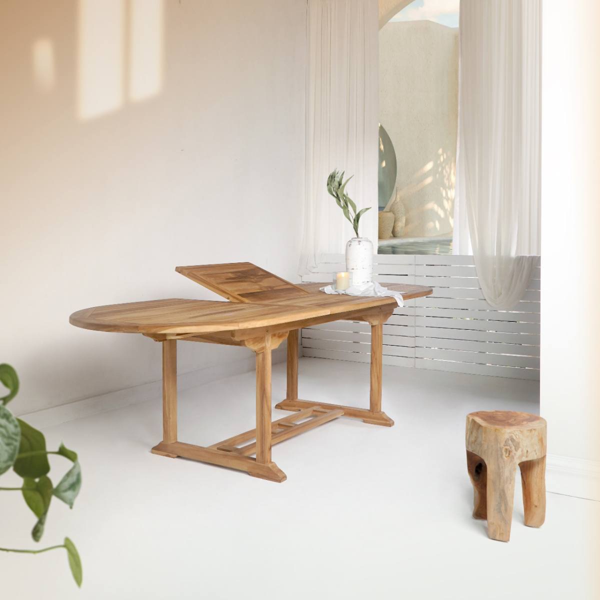 HOUSE NORDIC SALAMANCA UDTRÆKSSPISEBORD TEAK, produktbillede 2 af 4, Spiseborde hos HomeNordic