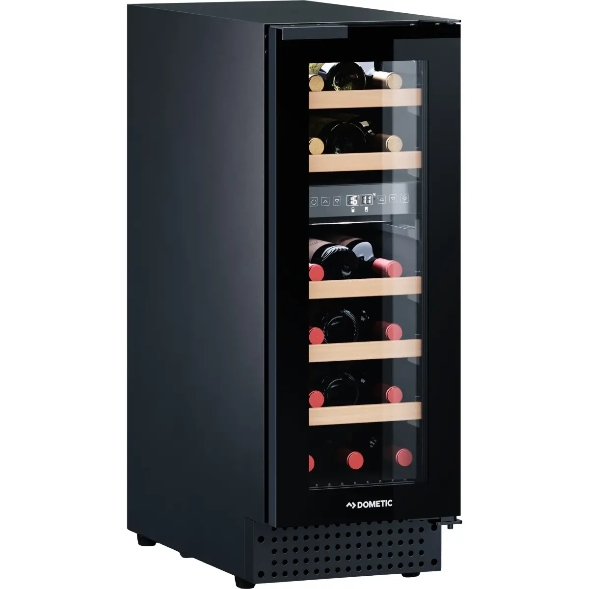 D18B vinkøleskab, 2 temperaturzoner, 18 flasker, sort