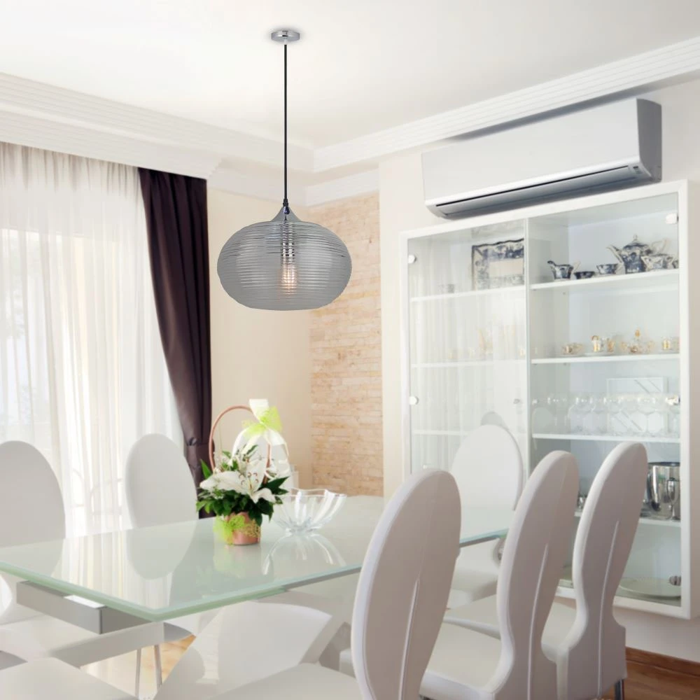 Ø35cm pendel med diamantslebet glas, E27, Pendler hos HomeNordic