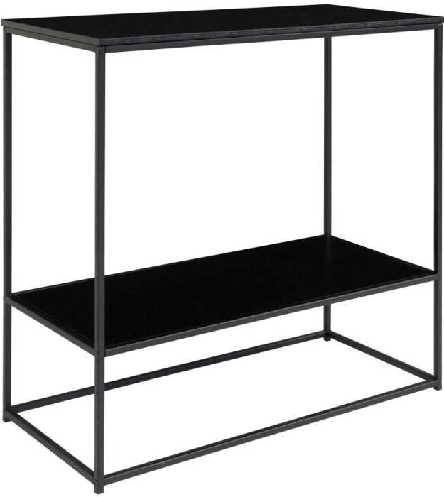 Valencia 80 cm reol i sort metalstel og med 2 sorte hylder., Reoler hos HomeNordic